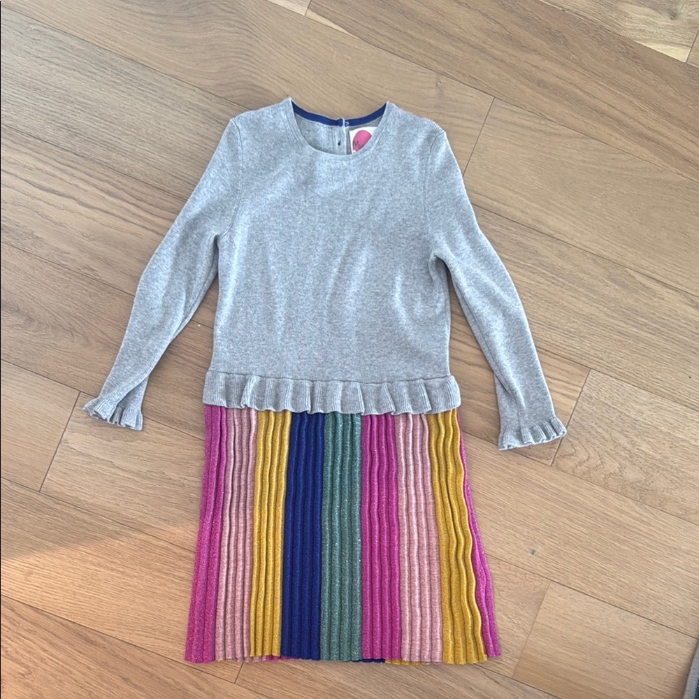 Mini Boden Gray Sweaterdress with Colorful Skirt EUC